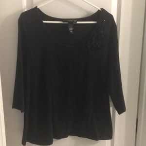 Plus size shirt with flower/sequin detail